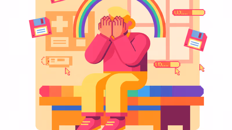 診察室で顔を覆って恥ずかしがる患者のイメージ