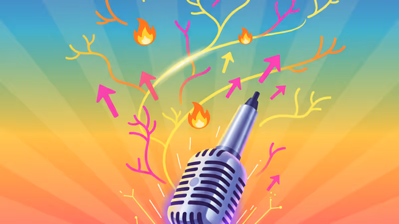 象徵強力反擊、擊碎石牆的發光對話框插畫