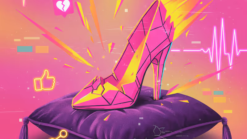 散落在深色背景上的婚禮裝飾與斷裂的婚戒盒