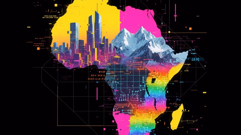 多様な風景と都市が融合したアフリカ大陸のイメージ