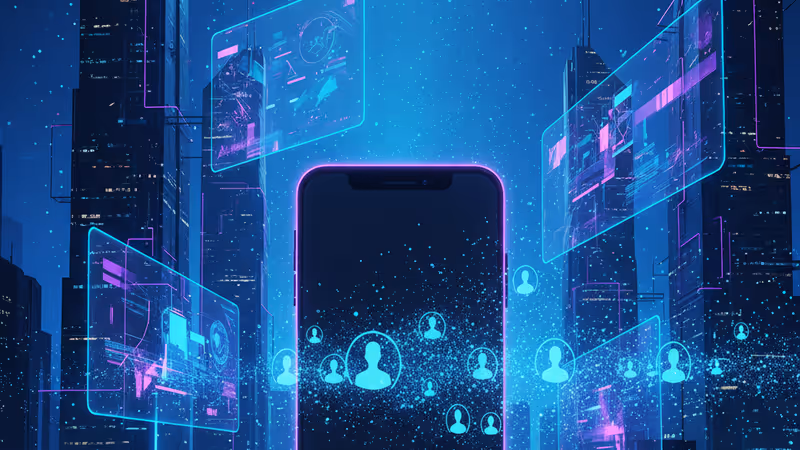 스마트폰 화면에서 수많은 사용자 프로필 아이콘이 사라지는 모습