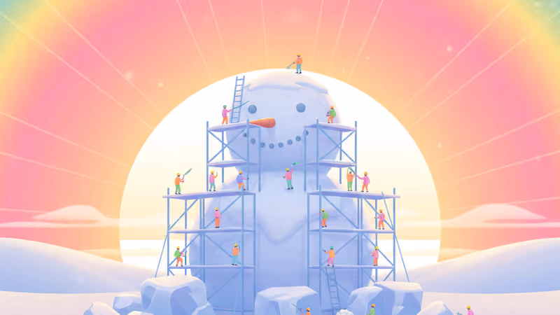 屹立在哈爾濱廣場上、戴著紅帽子、高達19米的巨大雪人。