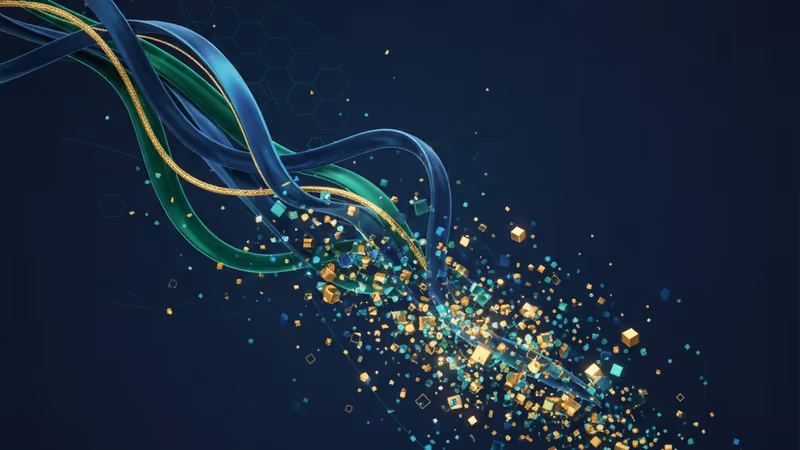 Abstract crypto assets dissolving into digital pixels