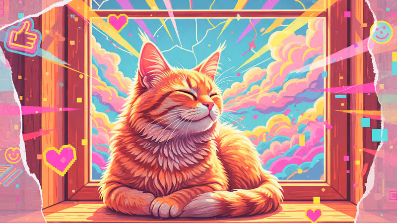 햇살이 비치는 창가에 앉아 밖을 구경하는 고양이의 뒷모습