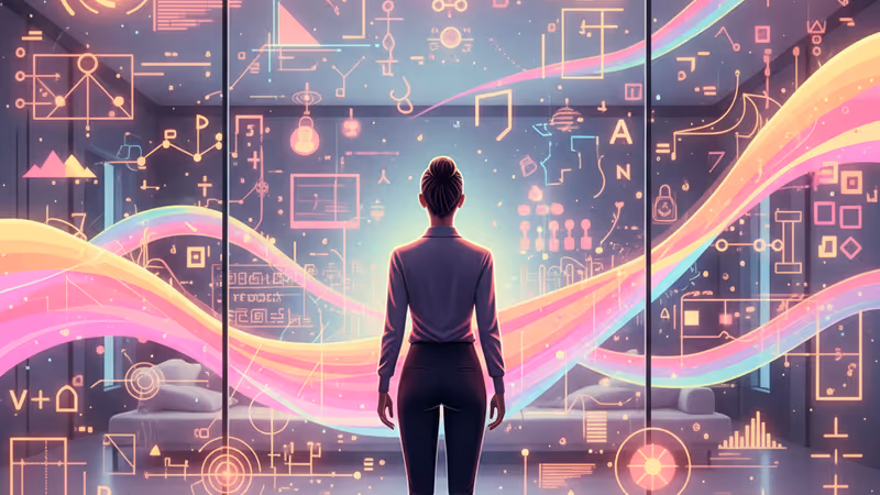 Silhouette of a person staring at complex data patterns