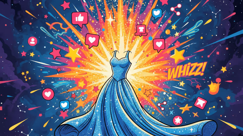 魔法のドレスのスケッチが置かれたレトロなアニメーターのデスク