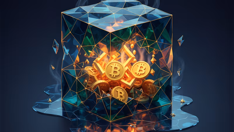 녹아내리는 얼음 속에 갇혀있던 비트코인이 드러나는 모습