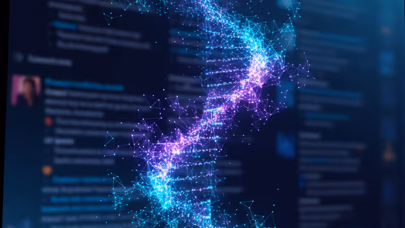 一個人看著發光的智慧型手機螢幕，臉上有反射光，背景帶有數位紋理