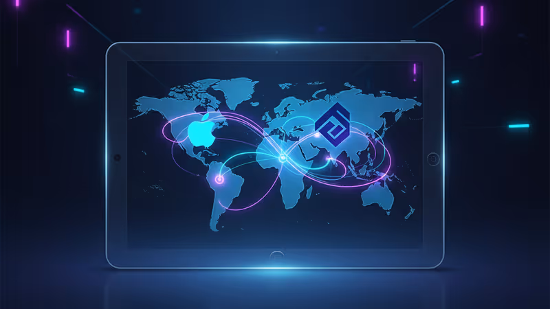 最新スマートフォンと市場シェアを示すグラフの合成イメージ