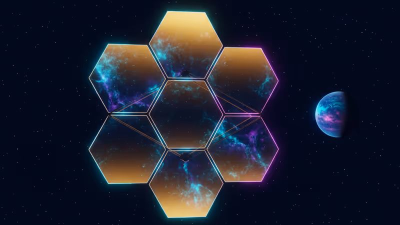 在深空中展開金色主鏡的韋伯太空望遠鏡