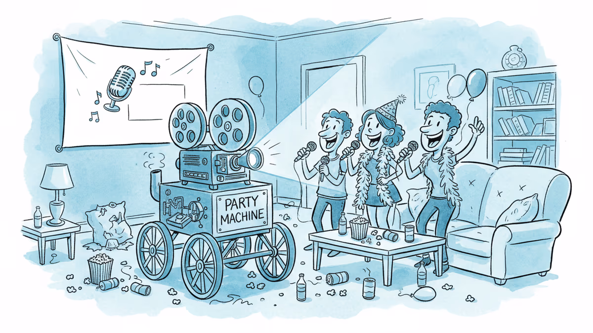 A 4K Projector, Karaoke Machine, and Sound System on Wheels