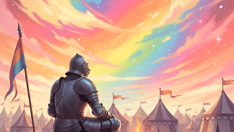 들판에서 홀로 야영 중인 기사 던칸의 모습