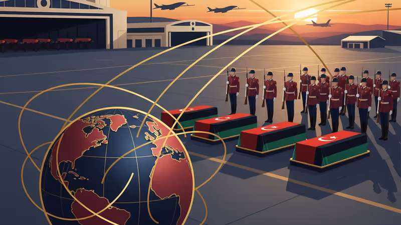 Honor guard ceremony for Libyan military officials at a Turkish airbase