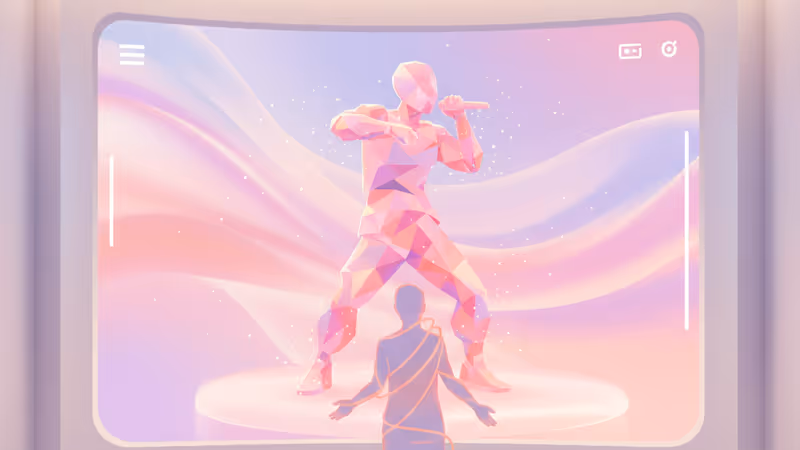 쇼미더머니 심사위원 앞에 놓인 버추얼 래퍼 이랑의 스크린 모습