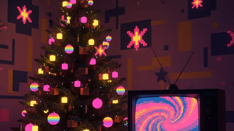 クリスマスツリーと警察の灯りが反射する窓がある、静まり返った部屋の様子