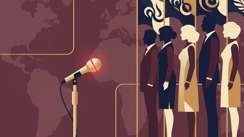 An empty microphone stand on stage at the Adelaide Festival