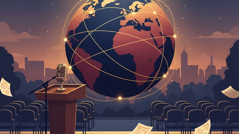 在宣布取消後，空無一人的阿得雷德作家週主會場演講台