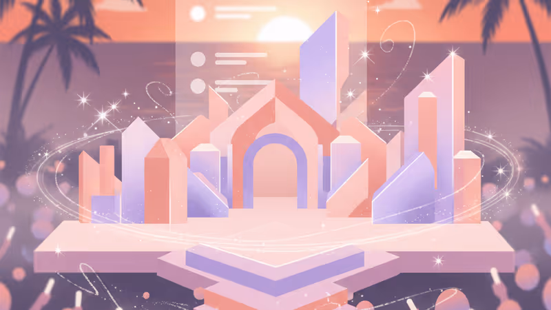 하와이 해변 배경과 스마트폰 소셜 미디어 화면