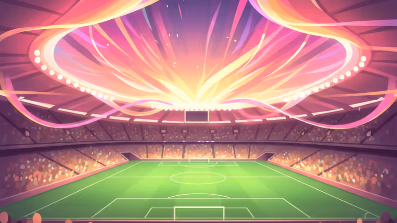 足球場中央的非洲國家盃獎盃與慶祝的球員