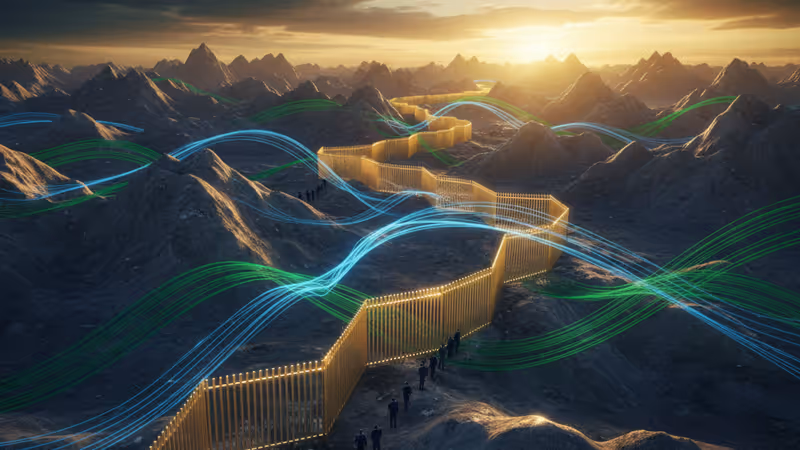 描繪阿富汗邊境安全緊張局勢與區域網路流動的示意圖