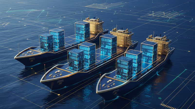 A wide shot of Taiwan's port with AI server cargo destined for the US