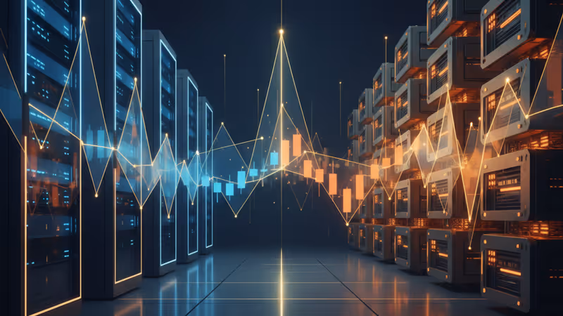 AI와 비트코인 채굴의 성과 대비를 나타내는 인프라 이미지