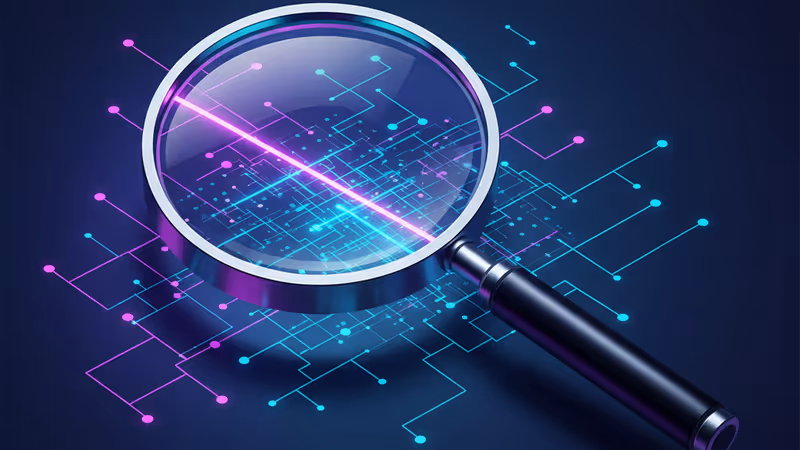 AI가 시스템 코드의 취약점을 탐지하는 추상적인 이미지