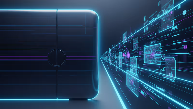 象徵封閉式與開源 AI 競爭的未來感科技影像