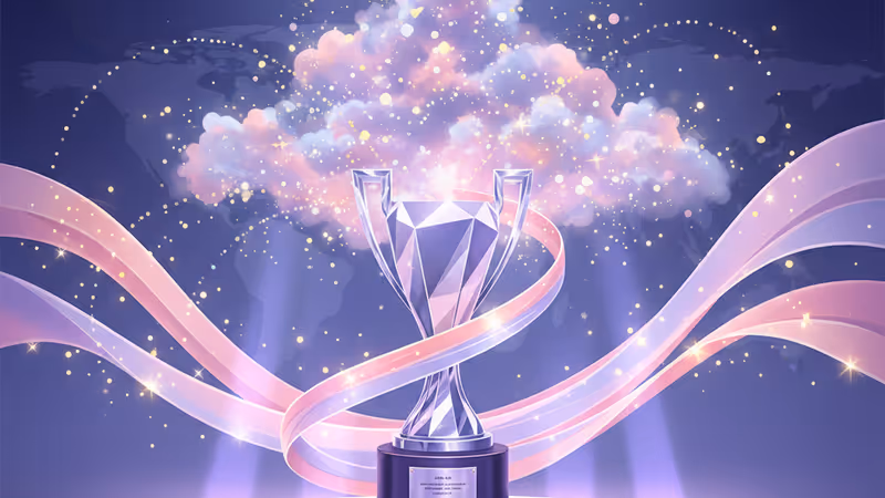 엠카운트다운 무대 조명 아래 놓인 1위 트로피