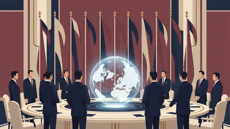 World leaders in Davos discussing near an Arctic map display