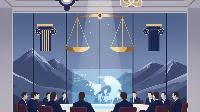 達沃斯論壇現場飄揚的各國國旗與冬日雪景