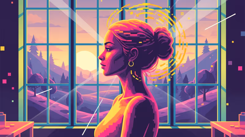 창밖을 응시하며 생각에 잠긴 아만다 사이프리드의 모습