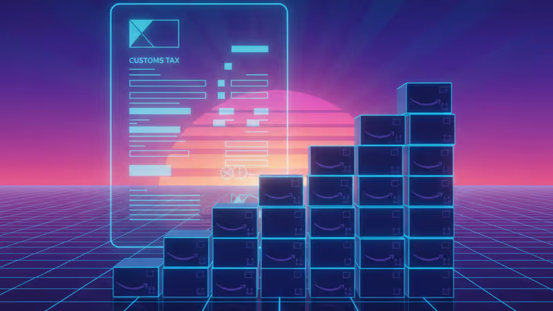 零售貨架上正在更新的數位標價牌與模糊的倉庫背景