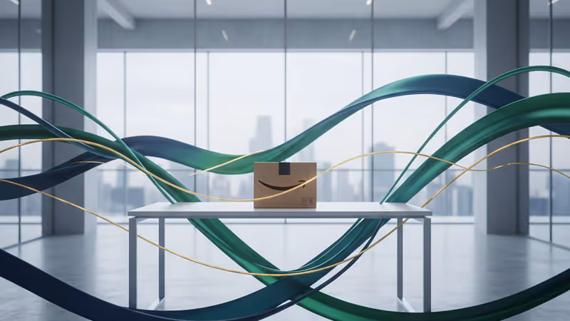 기업 구조조정 뉴스를 반영하는 텅 빈 아마존 사무실 책상 전경