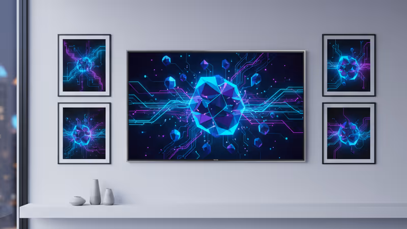 거실 벽면에 걸린 예술 작품 같은 아마존 엠버 아트라인 TV