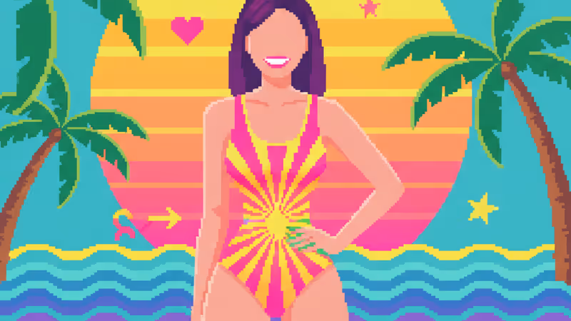 비키니를 입고 환하게 웃으며 자기애를 강조하는 에이미 슈머의 모습