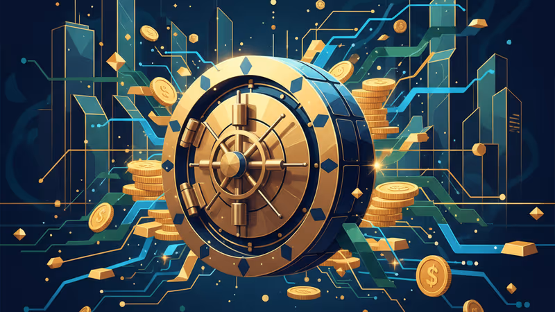 象徵 AI 投資熱潮的數位數據流與半導體晶片示意圖