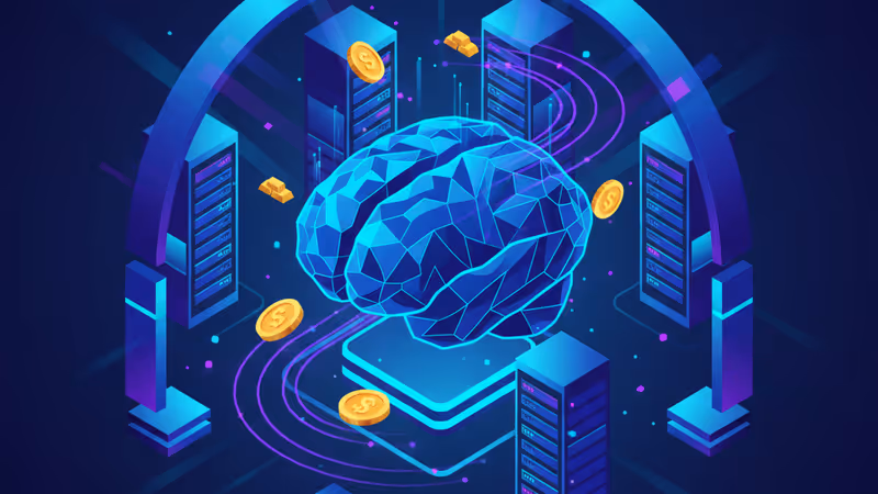 數位空間中上升的數據圖表與 AI 巨頭公司標誌