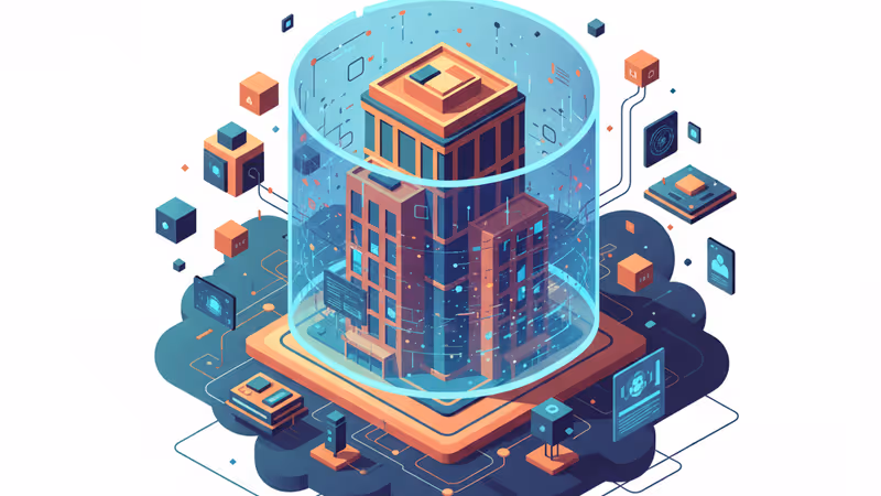 アリアンツ本社ビルとAIの回路図が融合した未来的なイメージ