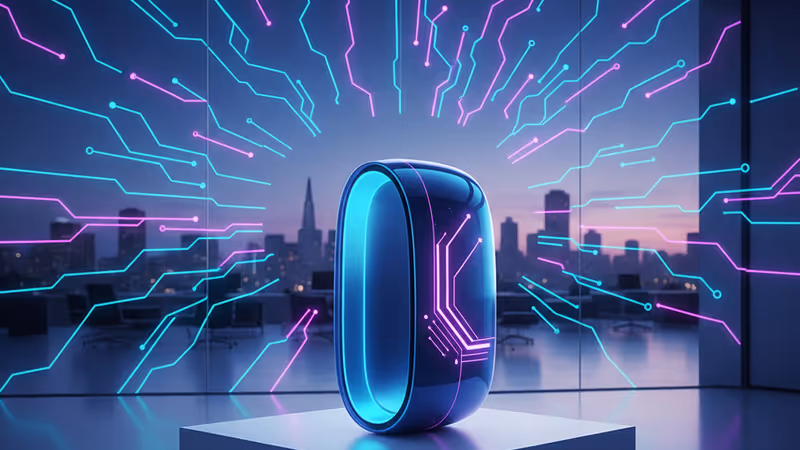 Anthropic office interior with digital data overlay