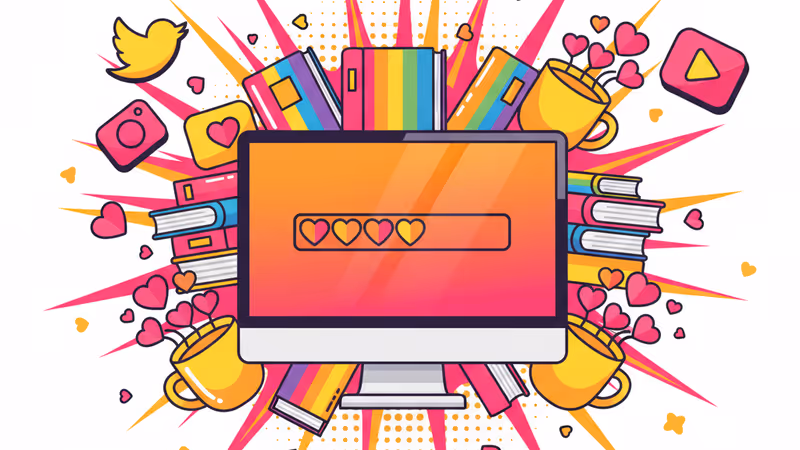 Illustration of a computer screen with a progress bar and books for AO3 maintenance