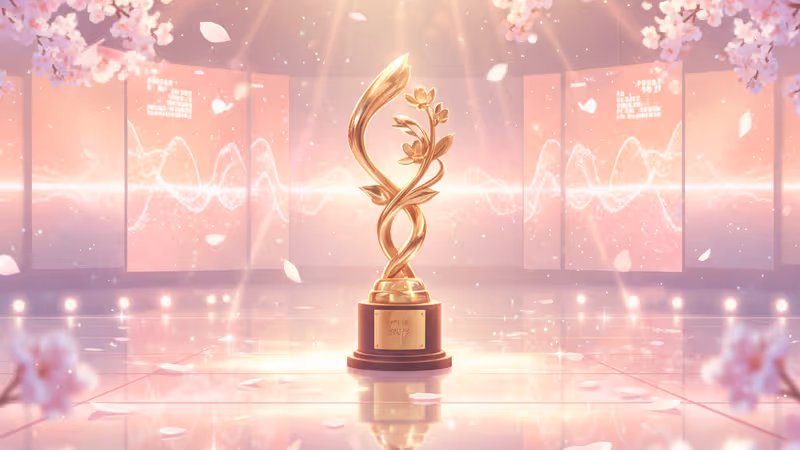 엠카운트다운 무대 위 1위 트로피와 화려한 조명