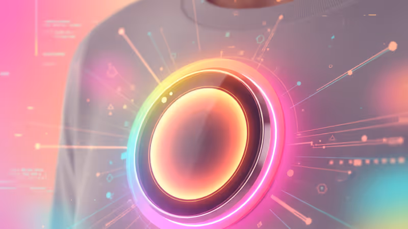 Conceptual image of Apple's rumored circular AI Pin wearable