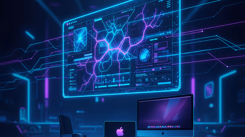 展示 Apple 專業創意軟體的 Mac 與 iPad 工作台