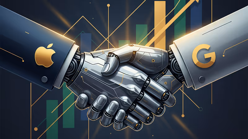 AppleとGoogleのAI提携を象徴するデジタルイメージ