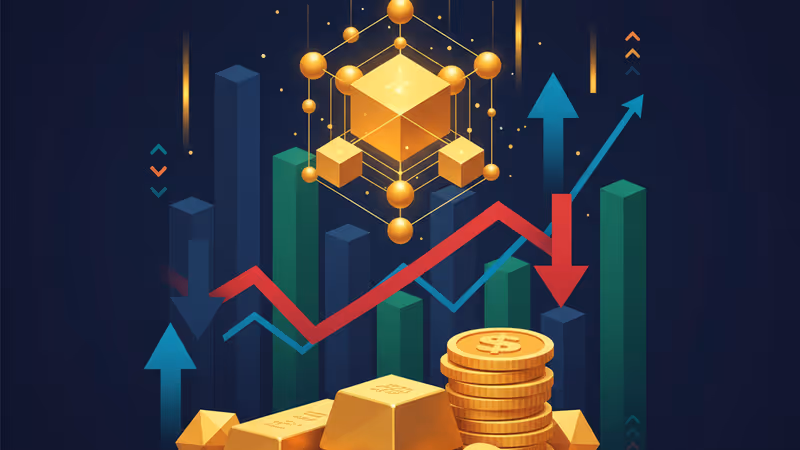 앱토스 로고와 하락하는 가격 차트가 겹쳐진 모습