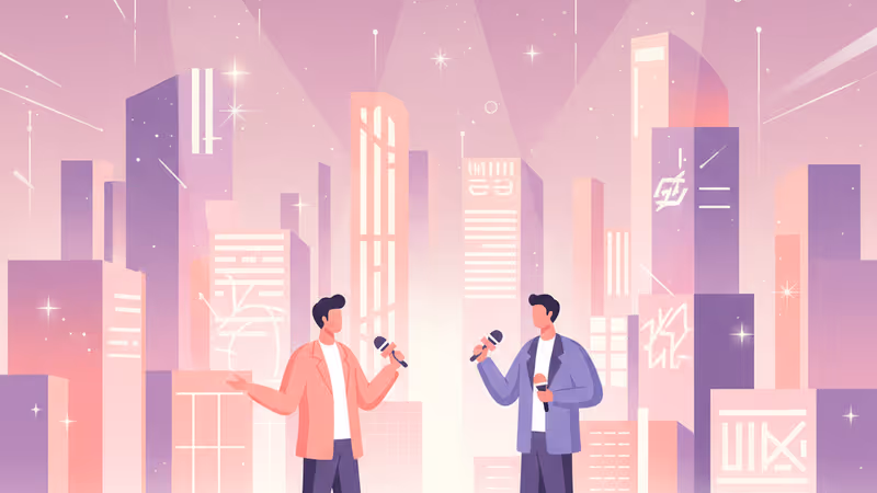 Arden Cho and Ahn Hyo Seop talking on The Tonight Show set