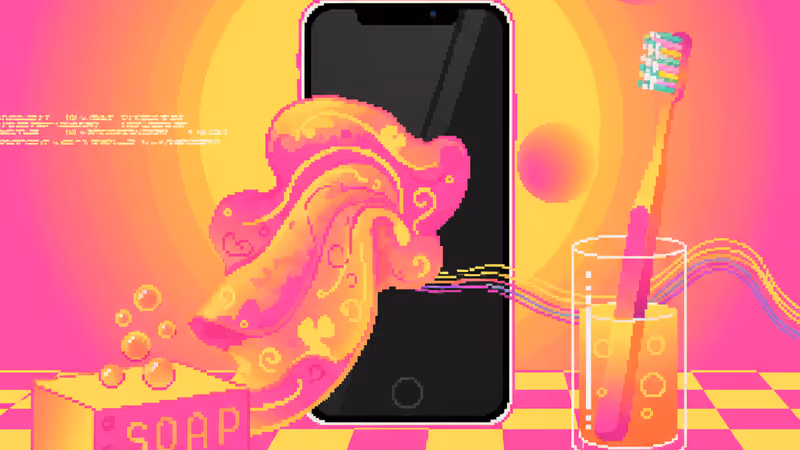 清潔な大理石の上に置かれたスマートフォンと衛生用品