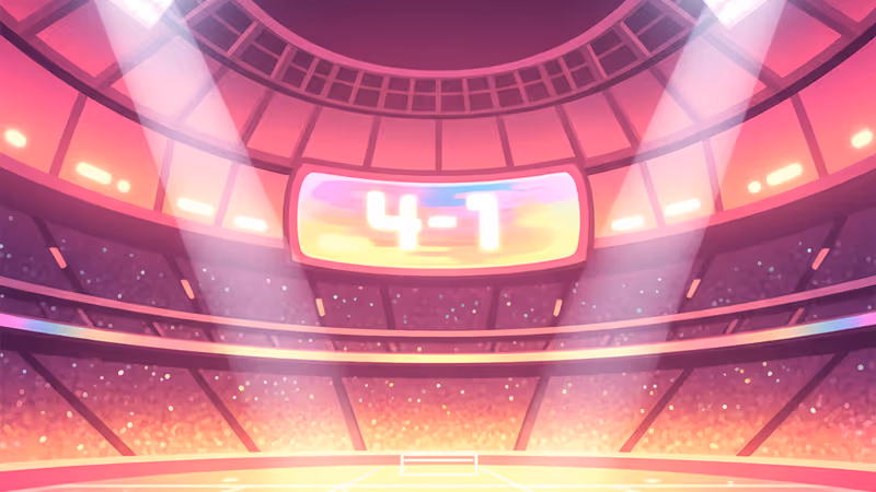 Scoreboard showing Arsenal 4-1 Aston Villa at Emirates Stadium