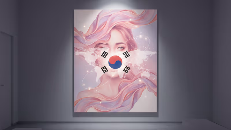 現代簡約畫廊牆面上展示的大幅黑白藝術人像照